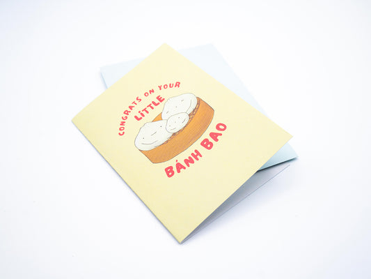 Klappkarte Dumpling "Congrats on your little banh bao"