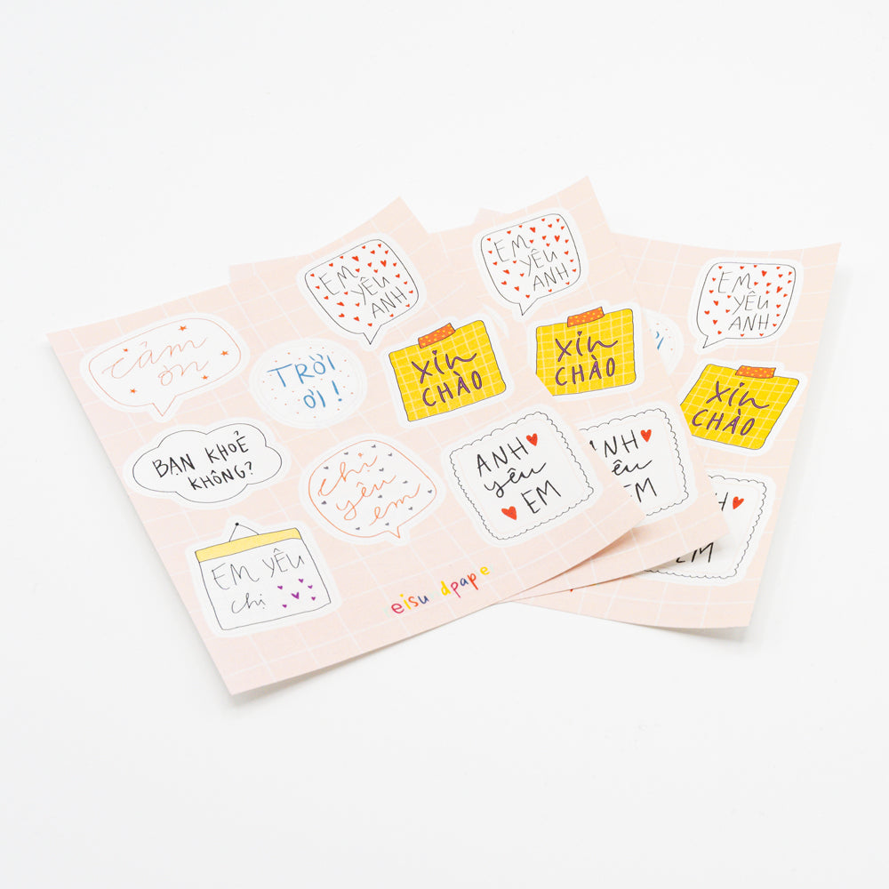 Stickerbogen vietnamesische Sprüche