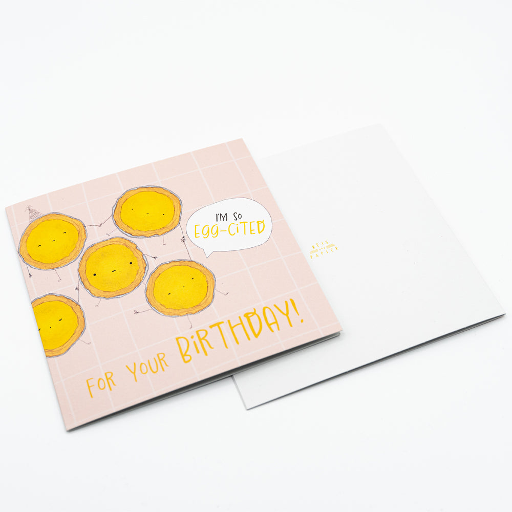 Klappkarte Egg tart "I’m so egg-cited for your birthday"