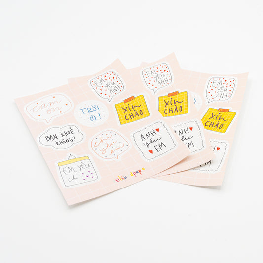 Stickerbogen vietnamesische Sprüche